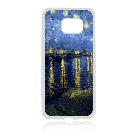 Artist Vincent Van Gogh's Starry Night Over the Rhone Painting White Rubber Thin Case Cover for the Samsung Galaxy s8 Plus / s8+/ s8p - Samsung Galaxy s8 Plus Accessories - s8 + case