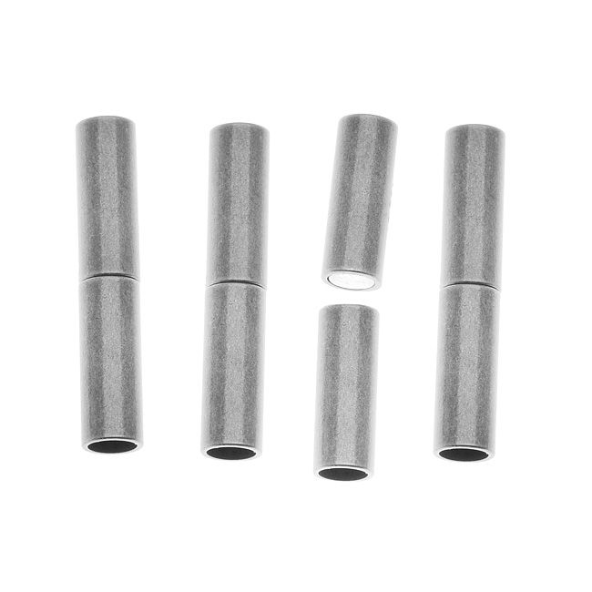 Clasps, Tube Cord Ends Fits 3.2mm Cord, 4 Sets, Antiqued