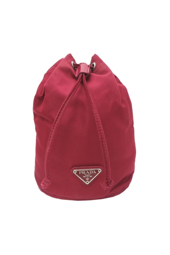 Pre-Owned Prada drawstring pouch for women, nylon, red.