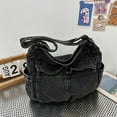 thumbnail image 5 of Yucurem Women Fashion Shoulder Bag Adjustable Strap Denim Retro Sling Bag (Black) Fashion shoulder bag (B), 5 of 10