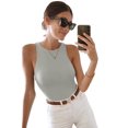 thumbnail image 3 of QJUHUNG Tank Bodysuit for Women Halter Neck Sleeveless Ribbed Bodysuit Basic Tank Tops, 3 of 8