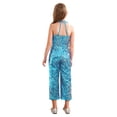 thumbnail image 2 of Xnihocha Combinaison à Sequins Brillants pour Filles, Col Halter, Combinaison de Concours, Costume Formel, Robe de Soirée, Bleu Ciel 14, 2 of 7