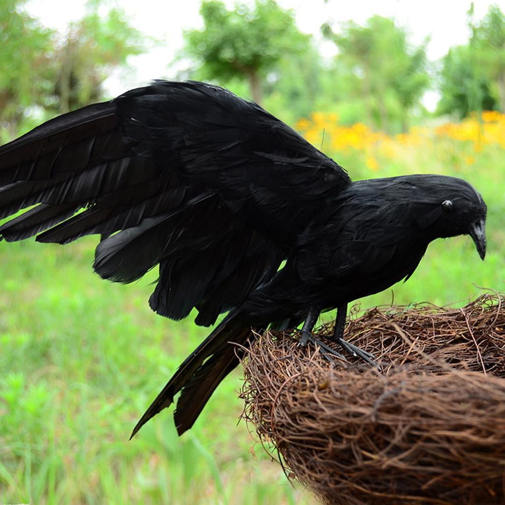 Realistic Crow Statue Artificial Bird Raven Sculpture home and garden Yard Decor