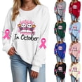 thumbnail image 5 of Godom Sweatshirt for Women Pink Ribbon Sweatshirts Long Sleeve Hoodies Pullover Tops, 5 of 7