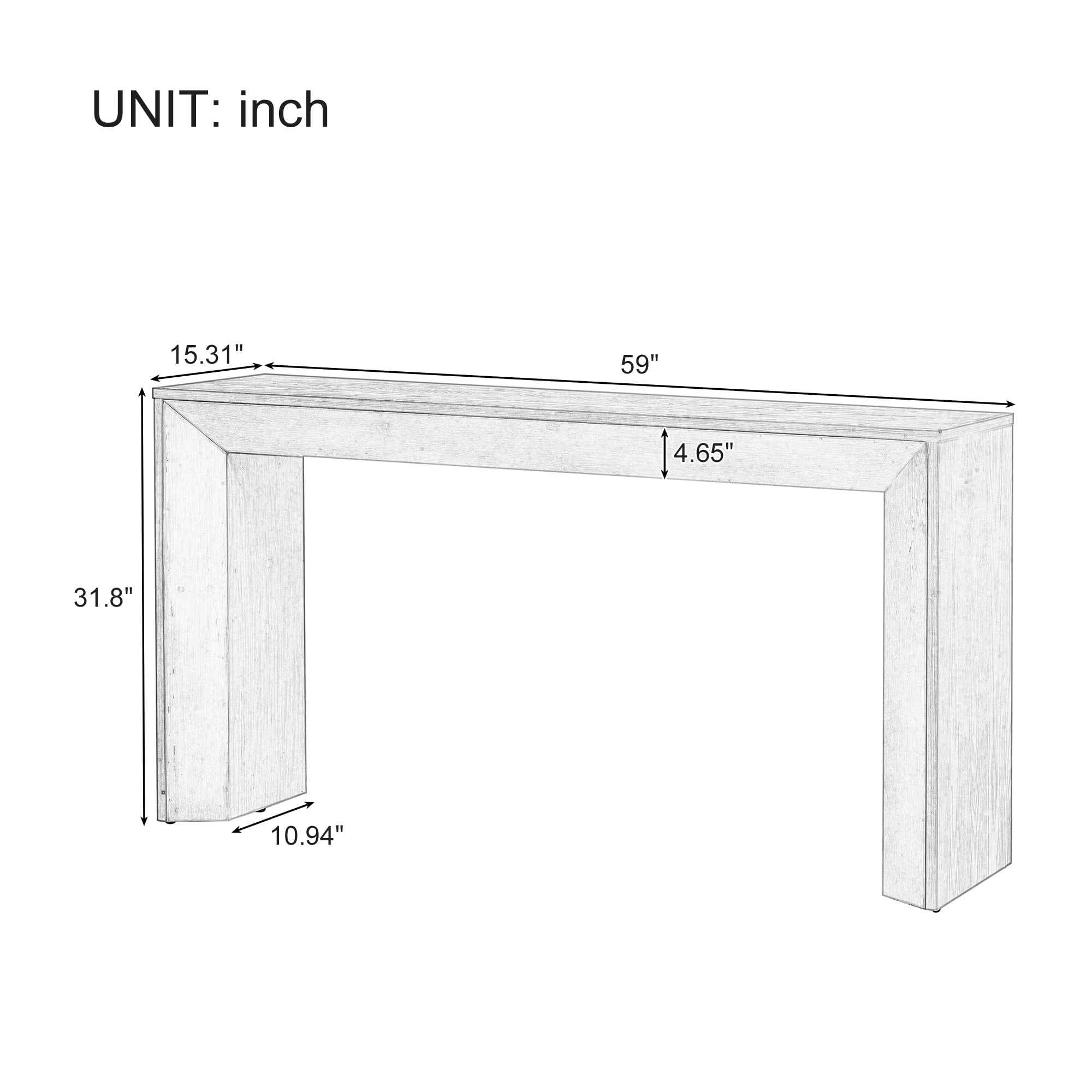 EUROCO 59" Long Console Table,Wood Entryway Table Sofa Table Behind Couch for Hallway, Living Room or Entryway,Brown