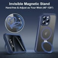 thumbnail image 4 of for iPhone 15 Pro Max Case with Invisible Magnetic Stand, Compatible with Mag-Safe Translucent Matte with Built-in Screen Protector, Shockproof Protective Case for Women Men, Dark Blue, 4 of 12