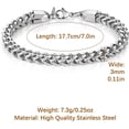 thumbnail image 6 of Franco Chain Bracelets for Men 3mm/4mm/5mm/6mm Stainless Steel Men's Bracelet  Box Link Chain Bracelet 7-9 Inch, 6 of 7