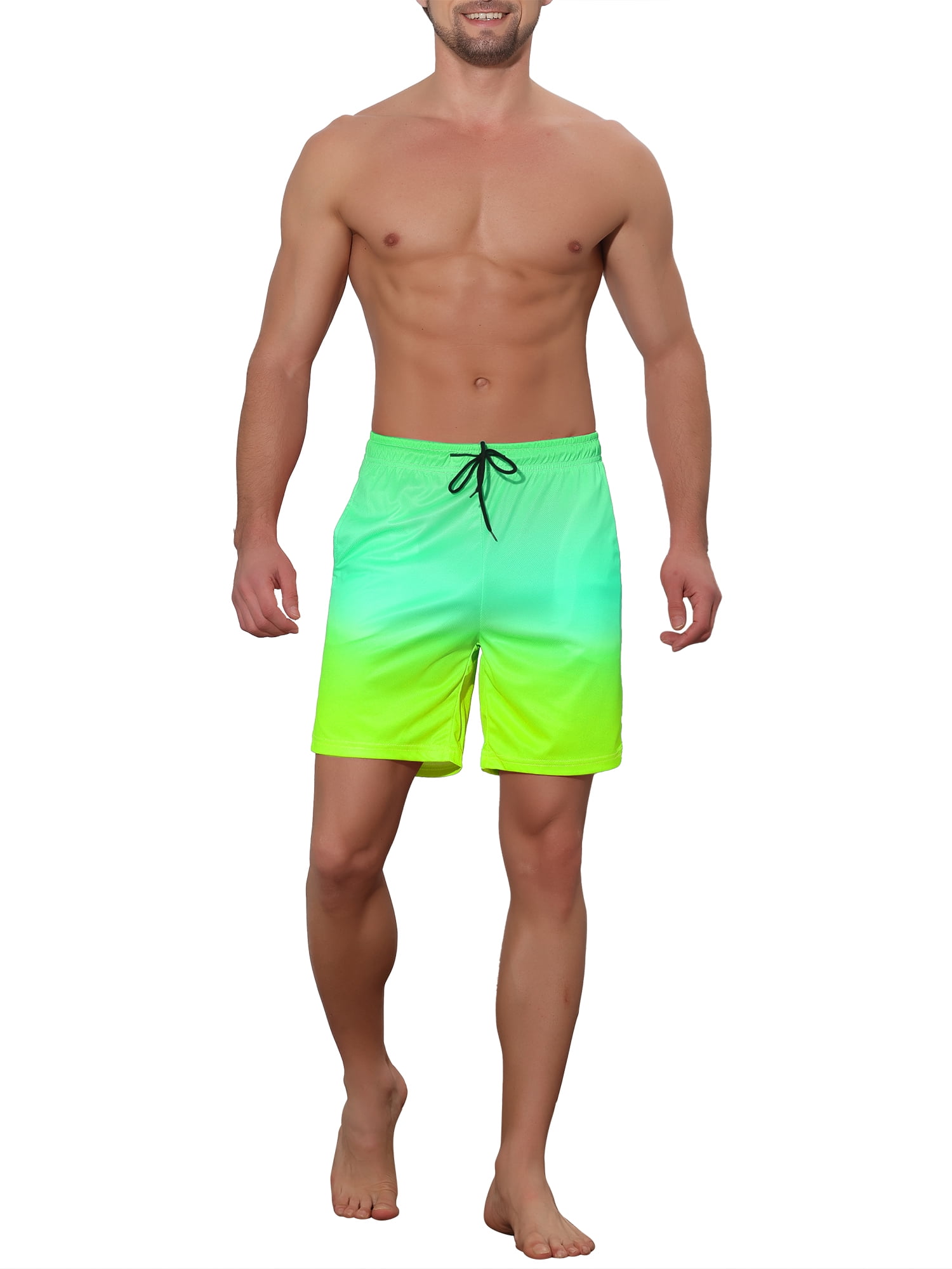 DARING DIVA Men's Drawstring Waist Beach Swimwear Shorts for Adventure 28 Green