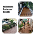 thumbnail image 4 of CJC Acacia Hardwood Interlocking Deck Tiles - Pack of 10, 12" x 12" - Floor Tiles for Patio and Deck Use - Rain and Weather Resistant, 4 of 12