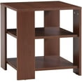 thumbnail image 7 of Square Side Table, Modern End Table Sofa Table with 2-Tier Bottrom Shelves and 4 Legs, Wood Living Room Nightstand Bedside Table with Wide Tabletop for Living Room Bedroom, Easy Assembly, Brown, 7 of 7