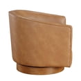 thumbnail image 4 of Comfort Pointe Modern Faux Leather Swivel Barrel Accent Chair, Brown, 4 of 8