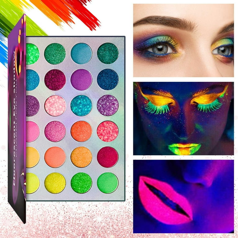 24 Colors Eye Shadow Palette Glow in The Dark Eyeshadow Makeup Palette, Size: 8.38 x 5.85 x 0.39, Other