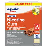 Nicotine Polacrilex Coated Gum 4 mg (Nicotine), Cinnamon Flavor, Stop Smoking Aid, 200 Count