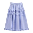 thumbnail image 5 of Fozruso Girls Ruffle Midi A-Line Skirts, Casual Floral Lace Tiered Skirt For Toddlers and Kids School Casual Wear(Blue), 5 of 7