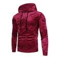 thumbnail image 5 of INSPIRE CHIC Velvet Sweatshirt for Men's Long Sleeves Hooded Pullover Sweatshirts Burgundy L, 5 of 5