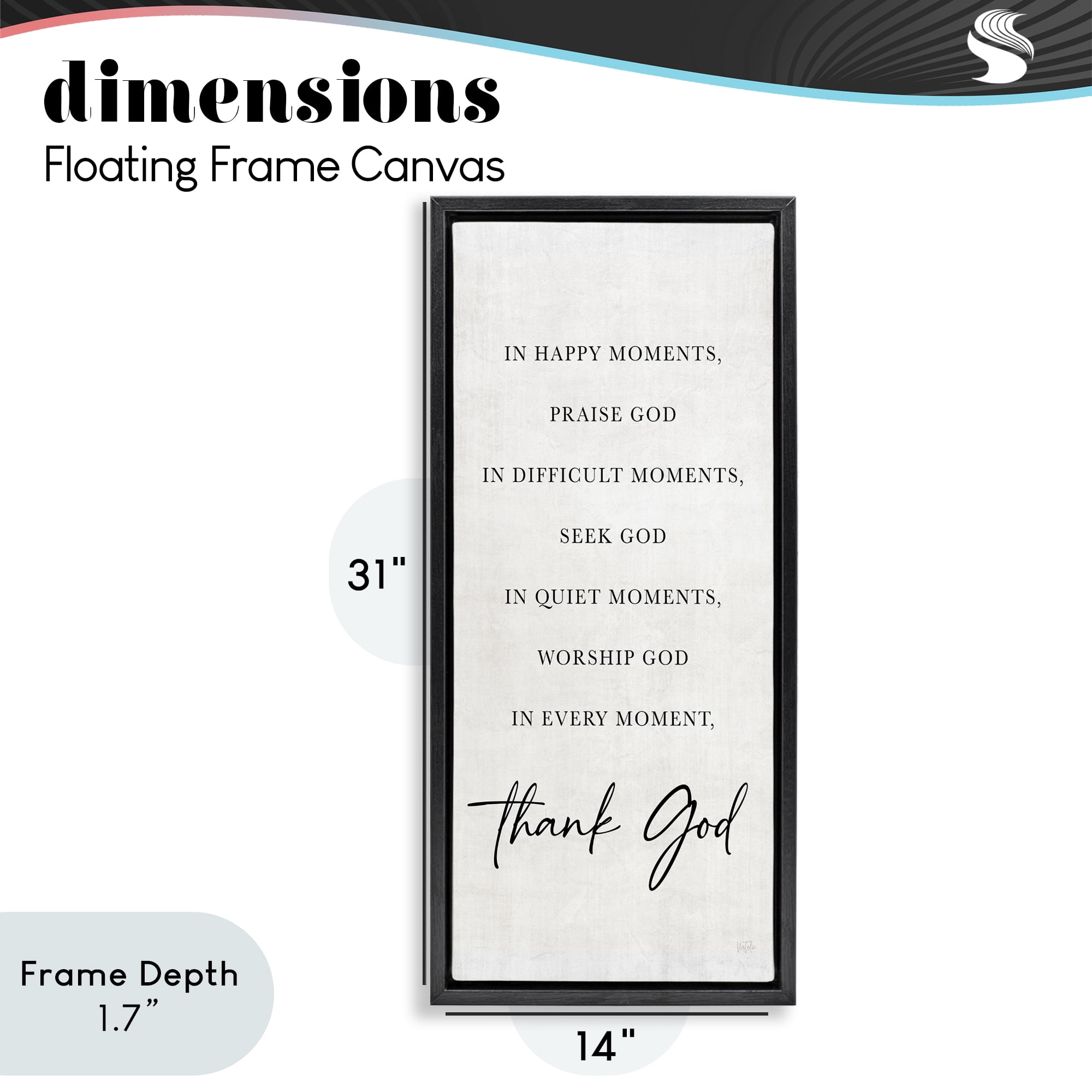 Stupell Industries Every Moment Thank God Black Framed Floater Canvas Wall Art, design by Natalie Carpentieri