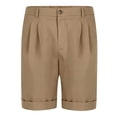 thumbnail image 4 of hlysgo Men's Relaxed Straight Pleated shorts Business Work Golf Dress Shorts Casual Summer Stretch Flat Front Shorts with Pockets Khaki,2xL, 4 of 6