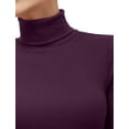 thumbnail image 4 of J. METHOD Women's Light Weight Basic Long Sleeve Turtleneck Knit Ribbed Shirt Sweater Mock Neck Top NEWT88 Grape L, 4 of 6