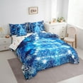 thumbnail image 3 of jejeloiu Marry Xmas Bedding Comforter Set 7 Pieces,Blue Christmas Tree Full Bedding Set,Cartoon Snowfalke Fitted Sheet Flat Sheet For Boys Girls,Lightweight Bedroom Decoration Reversible, 3 of 8