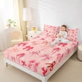 thumbnail image 4 of Homewish Cute Plaid Bow-tie Bed Sheets, Winter Snowflake Print King Sheets, Teen Kids Girls Sheet Set, Microfiber Bedroom Decor, 4-Piece, 4 of 7