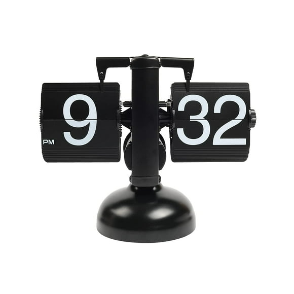 mooas Flip Desk Clock (Black), Retro Vintage Design Auto Flip Clock Desk Clock Table Clock Large Number Battery Powered Internal Gear Operated Home DÃ©cor Ideal for Home Office School Hotel CafÃ©