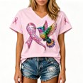 thumbnail image 2 of Breast Cancer Shirts for Women Pink Ribbon Shirt Cancer Awareness T-Shirt Spread The Hope Shirt Casual Short Sleeve Vneck Tops, 2 of 6