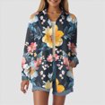 thumbnail image 2 of Towmus Women Hawaiian Shirts Oversized Floral Printed Lapel Neck Button Down Long Sleeve Fall Tunic Tops Casual Cardigan Shirt, 2 of 5