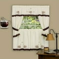 thumbnail image 4 of ENIYUU Home Furnishing Cuppa-Joe Window Kitchen Curtains 3-Piece Embellished Cottage Set - 56” (W) x 36” (L) Complete Set Brown, 4 of 5