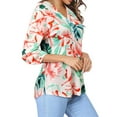 thumbnail image 5 of Nlife Women Floral Blouse for Women Hawaiian 3/4 Sleeve Top Tropical V-Neck Casual Shirt with Button Details, 5 of 7