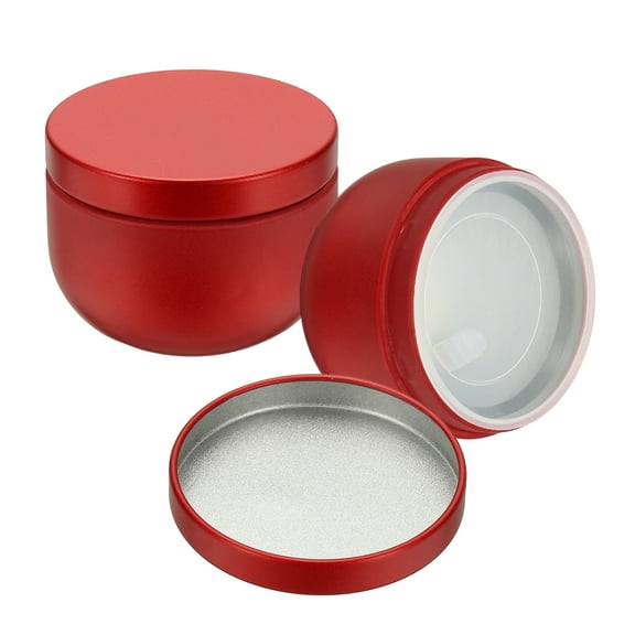 Uxcell 2Pcs Round Tin Can, 1.73inch Metal Empty Storage Container Organizer Candle Jar with Lid for Treats Gifts Favors Loose Tea Coffee Crafts Cookies, Wine Red