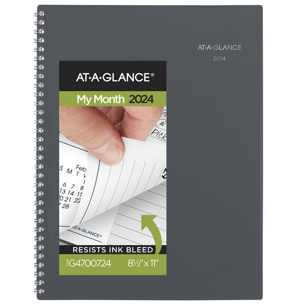 ATAGLANCE DayMinder 2024 Monthly Planner Gray Large 8 12 x 11