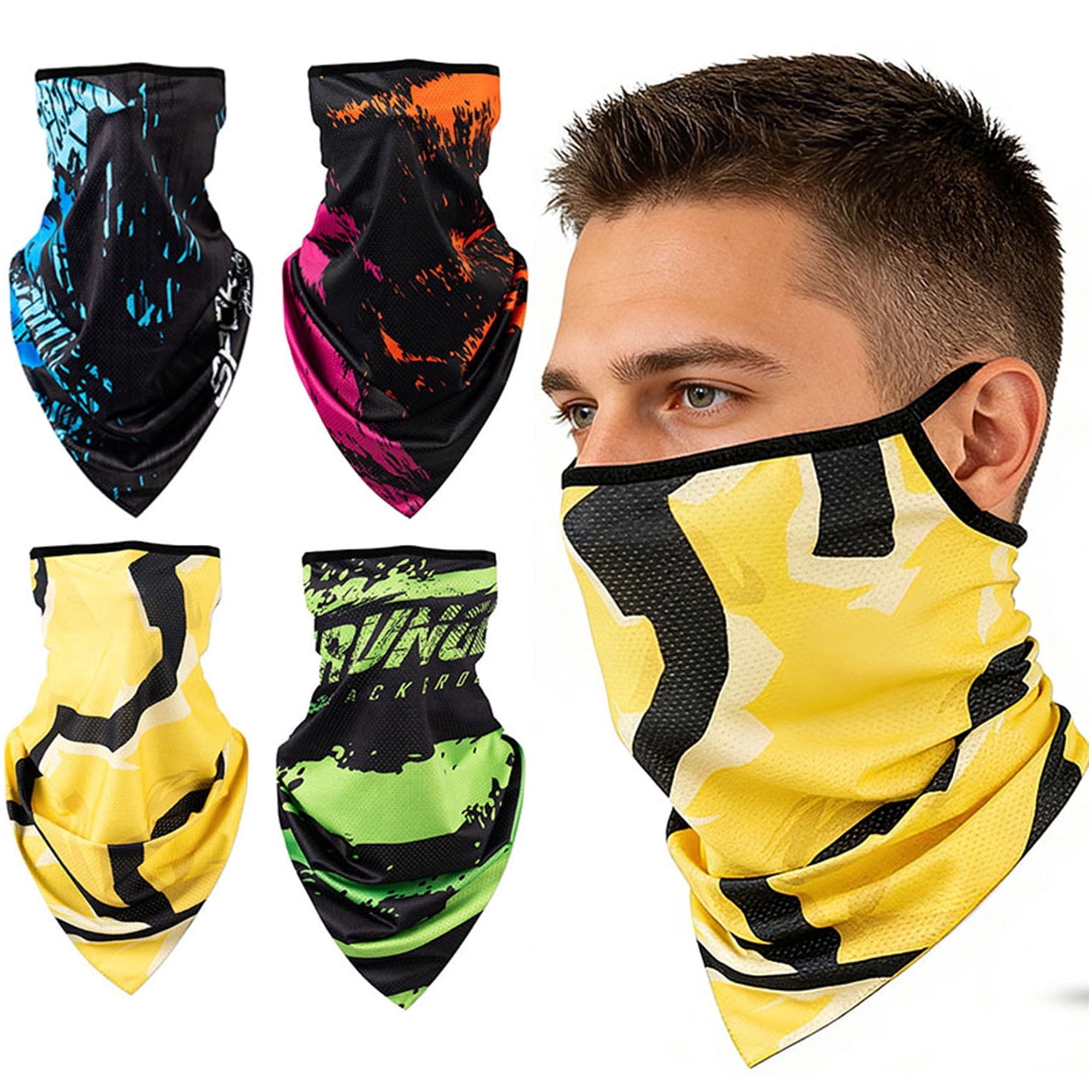 4 Pack Summer Neck Gaiter Face Mask,UV Protection Cooling Breathable Soft Face Mask Scarf Bandana for Men Women
