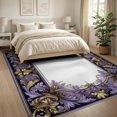thumbnail image 3 of ODIKA 8'x10' Ultra-Soft Area Rug, Gold Horror Muted Lavender Medallion Gothic Bat with Victorian Scrollwork Washable, Bare feet friendly, Silk-Touch for Bedroom, Under Sectional, 3 of 7