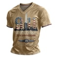 thumbnail image 2 of Men's Vintage 911 Memorial Never Forget American Flag Honor Faith Hope V Tshirt Khaki,L, 2 of 5
