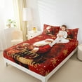 thumbnail image 4 of Manfei Retro Santa Claus Twin Sheet Sets,Merry Xmas Twin Fitted Sheet,Christmas Gifts Flat Sheet For Teens,Luxury Bedroom Decor,3-Piece, 4 of 7