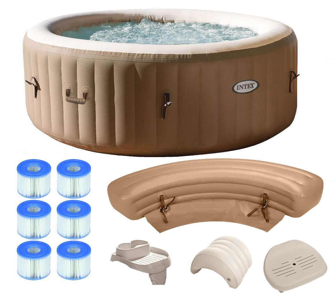 Intex Pure Spa 4-Person Inflatable Portable Hot Tub Ultimate Bundle