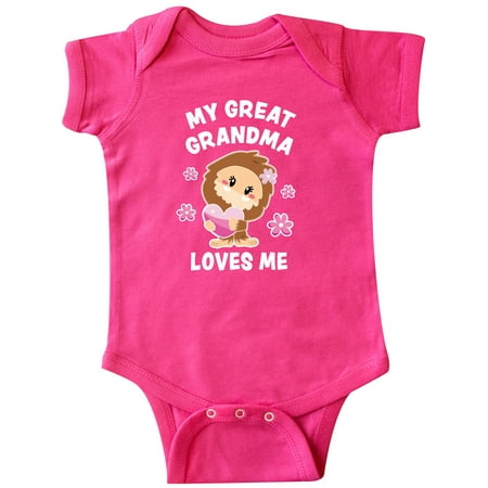 

Inktastic My Great Grandma Loves Me with Bigfoot Gift Baby Girl Bodysuit