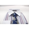thumbnail image 4 of Men's Henri Picard White & Blue Striped Multi-Color French Cuff Shirt Set, 4 of 6