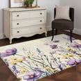 thumbnail image 3 of 3'x5' Area Rugs, Purple Floral Spring Indoor Outdoor Area Rug for Living Room Bedroom, Watercolor Summer Botanical Vintage Washable Bathroom Rugs Kitchen Floor Carpet Mats Home Decor Aesthetic, 3 of 8