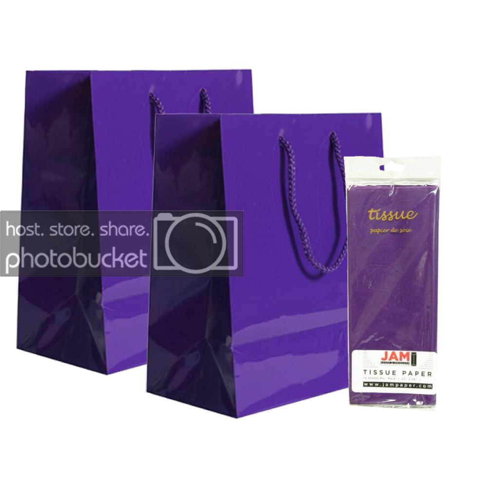 JAM Gift Bag Assortment, 2 Purple Bags & Purple Tissue Paper, 3/Pack