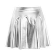 thumbnail image 7 of adviicd Women's Plus Size Sparkly Metallic Flared Pleated Mini Skater Skirt (Silver, S), 7 of 7