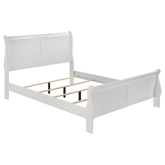 Louis Philippe Wood Full Sleigh Panel Bed White