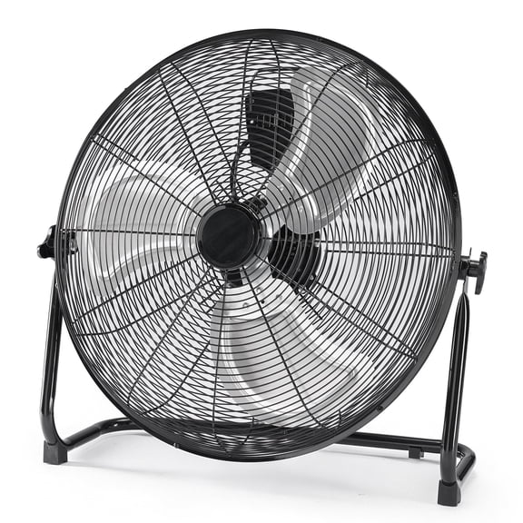 SHOUFTW 18" High Velocity Industrial Floor Fan, 3-Speed Heavy Duty Metal Air Circulator with 120° Tilt Head, Black