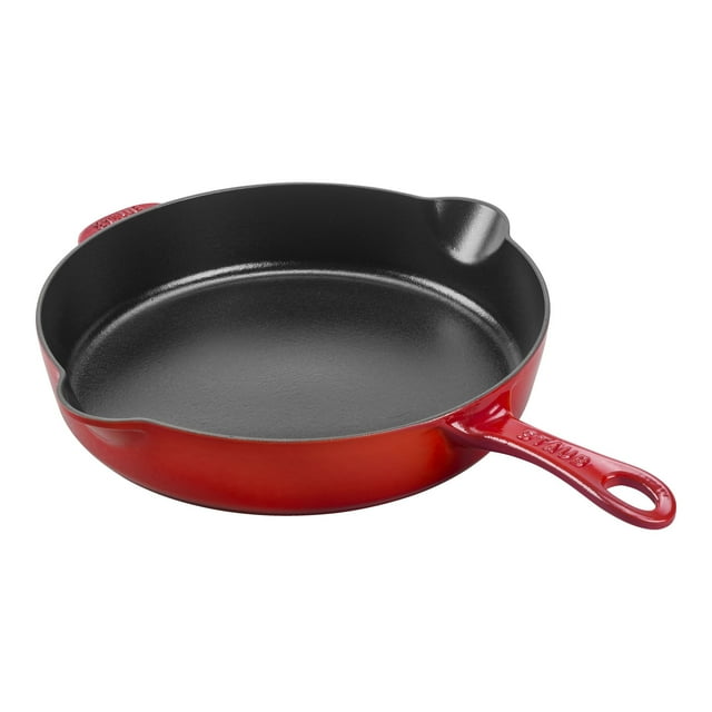 STAUB Pans 28 cm / 11 inch Cast Iron Traditional Deep Frypan, Cherry