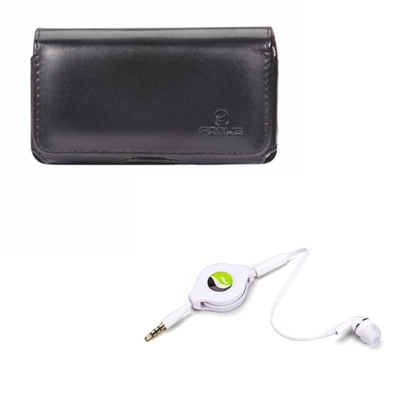 Leather Case Belt Clip w Headphone Retractable Mono Earphone for Google Pixel 5a 5G/4a/5G Phones - Swivel Holster, 3.5mm w Mic Headset L2A Compatible With Pixel 5a 5G/4a/5G Models