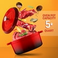thumbnail image 4 of NutriChef 5 QT Four Hollandais en Fonte Émaillée avec Couvercle Auto-Assaisonné, Rouge (4 Pack), 4 of 9
