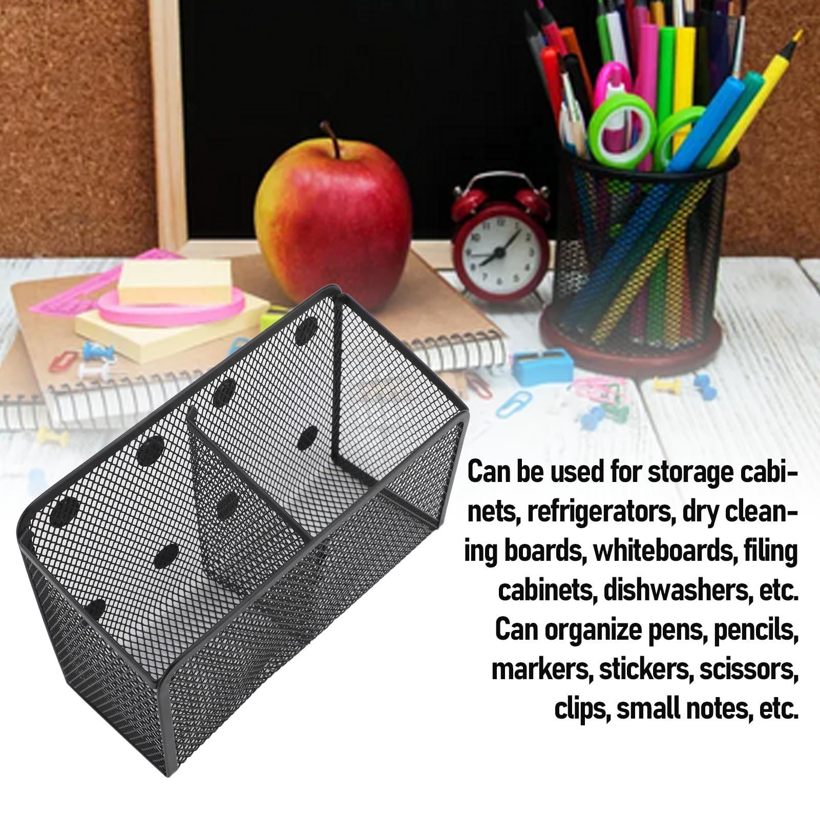 Suodoka Magnetic Metal Mesh Pencil Cup – Large Capacity Desk & Refrigerator Pen & Marker Organizer