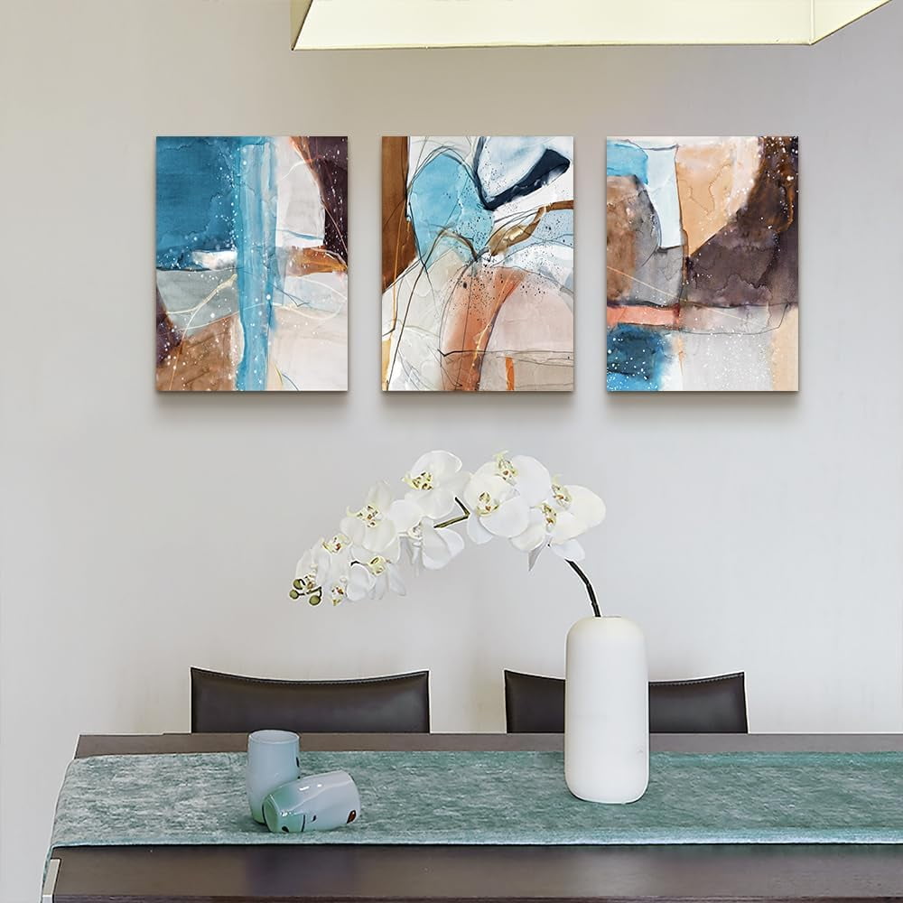 Canvas Wall Art For Living Room Modern Wall Decorations For Bedroom Abstract Ink Wall Painting Office Wall Decor Pictures Artwork 3 Piece Framed Canvas Art Prints Ready to Hang Room Home Decoration