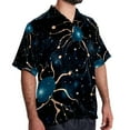 thumbnail image 2 of Cancer Constellation Men's Short Sleeve Poplin Shirt, Casual Printed Button Down Top for Summer Beach, Spread Collar Unisex Beach Shirt, 2 of 6