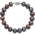 thumbnail image 4 of Sterling Silver Rhod-Plated 9-10mm Black Fwc Pearl Bracelet (7.25 X 10) Made In Canada qh5157-7.25, 4 of 5